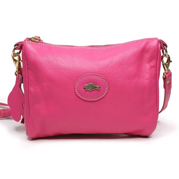 Roots Canada Small Leather Shoulder Bag Pink Pebble Crossbody Tassel Detail - Picture 12 of 12